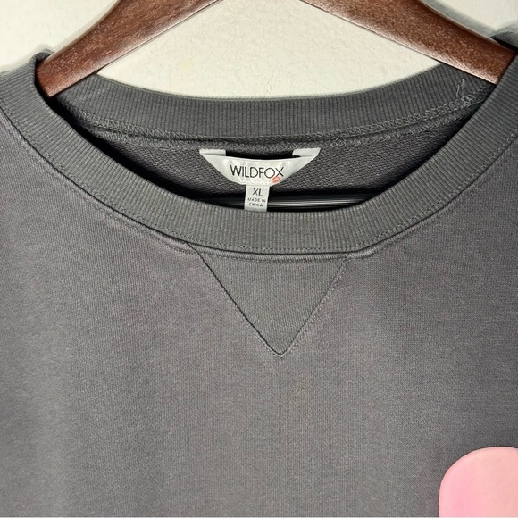 Wildfox I Wish It Was Saturday Grey pinstripe sweatshirt size XL NWT $108 - Picture 3 of 9